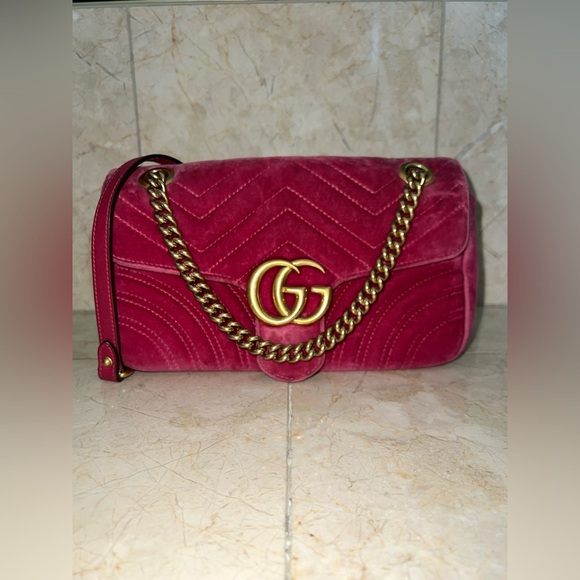 Gucci Handbags - Gucci GG Marmont Velvet Small Bag – Fuchsia Pink | COA